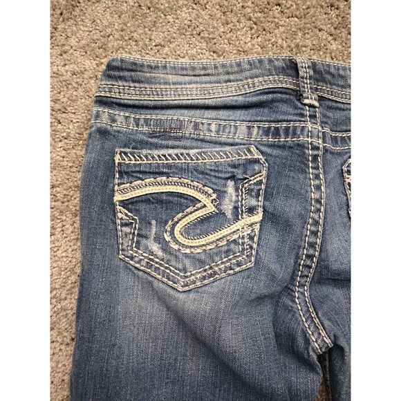 Silver Jeans Women's Size 28/L31 Aiko Baby Boot Cut Denim Jeans White Stitching - Picture 16 of 16